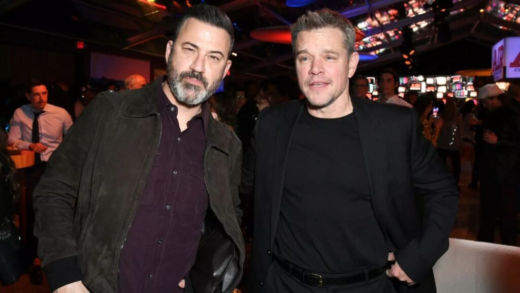 Jimmy Kimmel and Matt Damon at red carpet