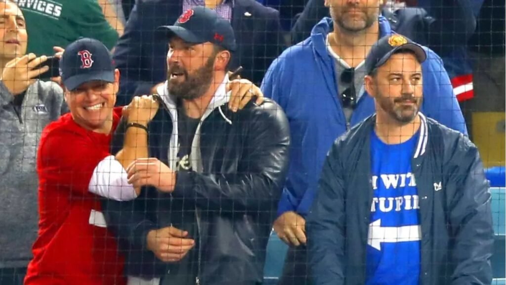Jimmy Kimmel, Matt Damon, and Ben Affleck together at 2018 World Series
